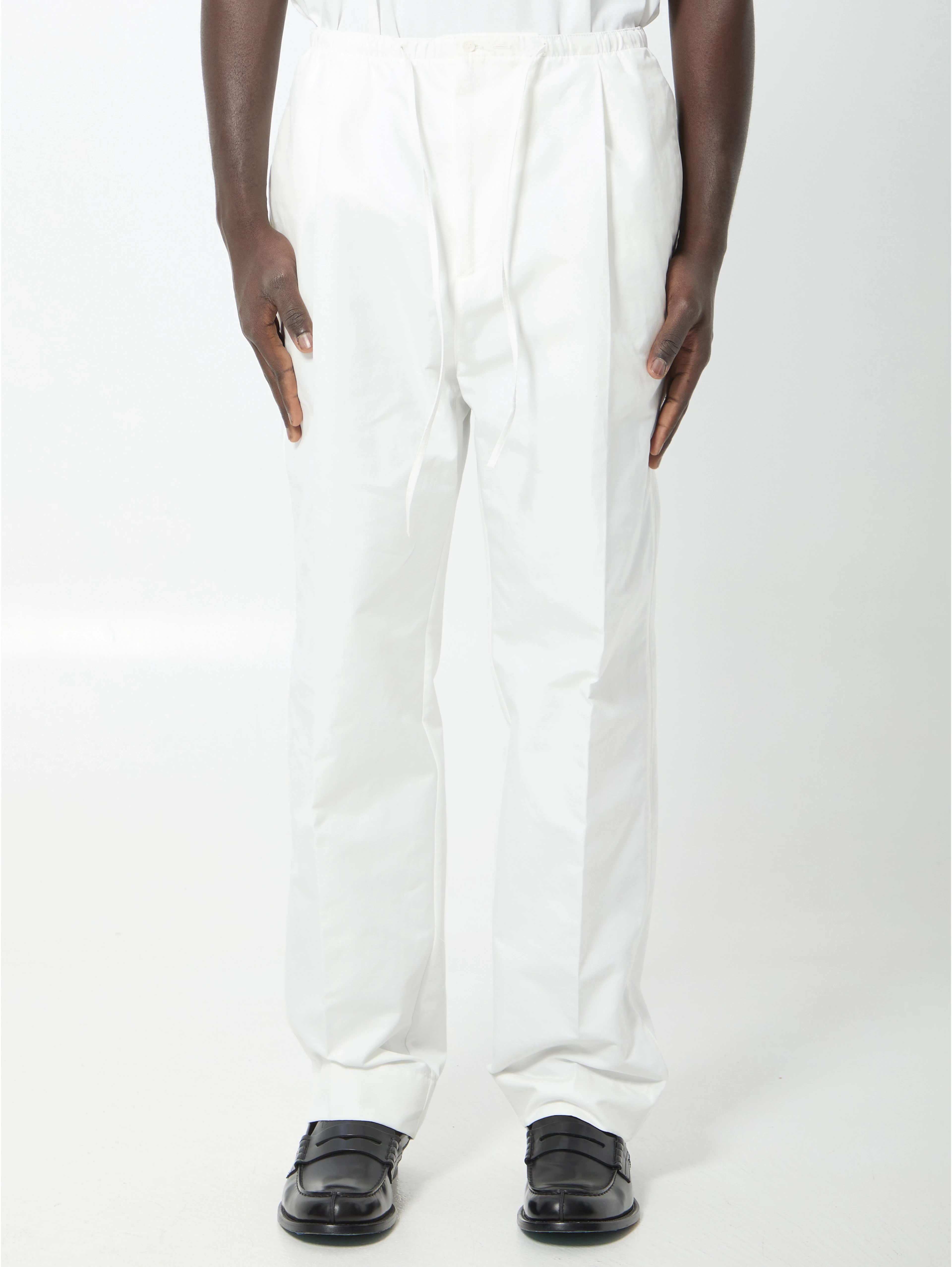Compact cotton canvas trousers