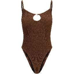 Brown Polyamide One-Piece Swimsuit