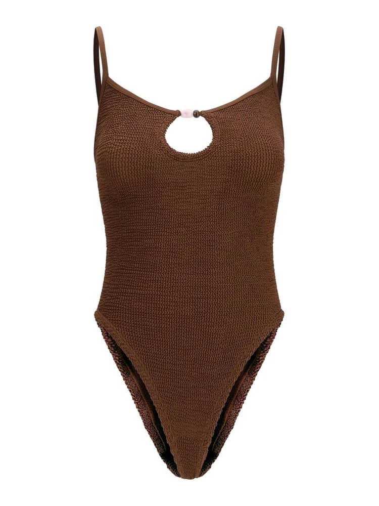Brown Polyamide One-Piece Swimsuit