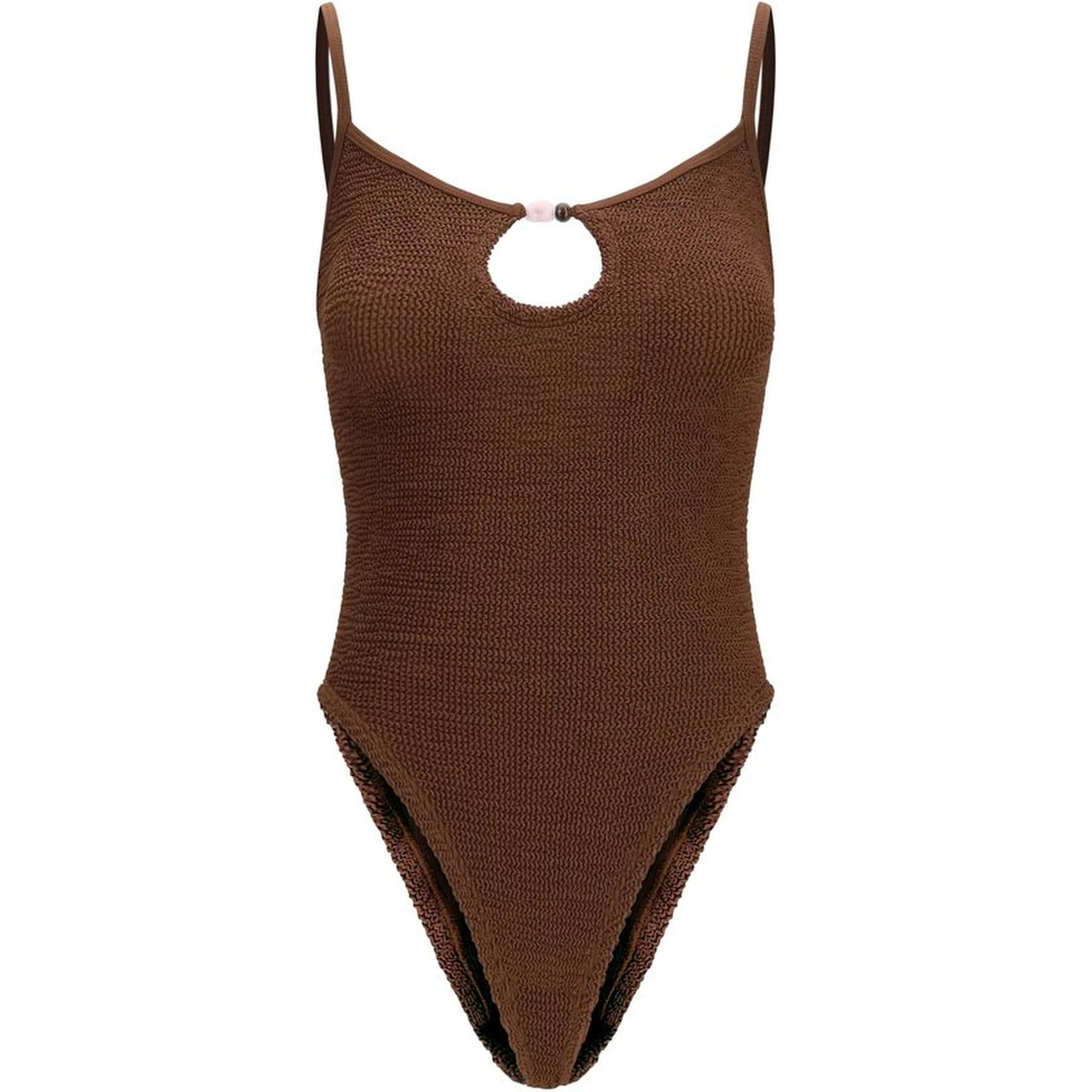 Brown Polyamide One-Piece Swimsuit