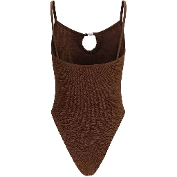 Brown Polyamide One-Piece Swimsuit