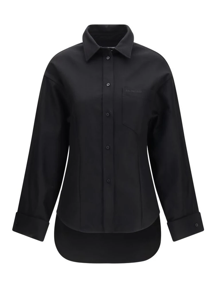 Black Cotton Dress Shirt