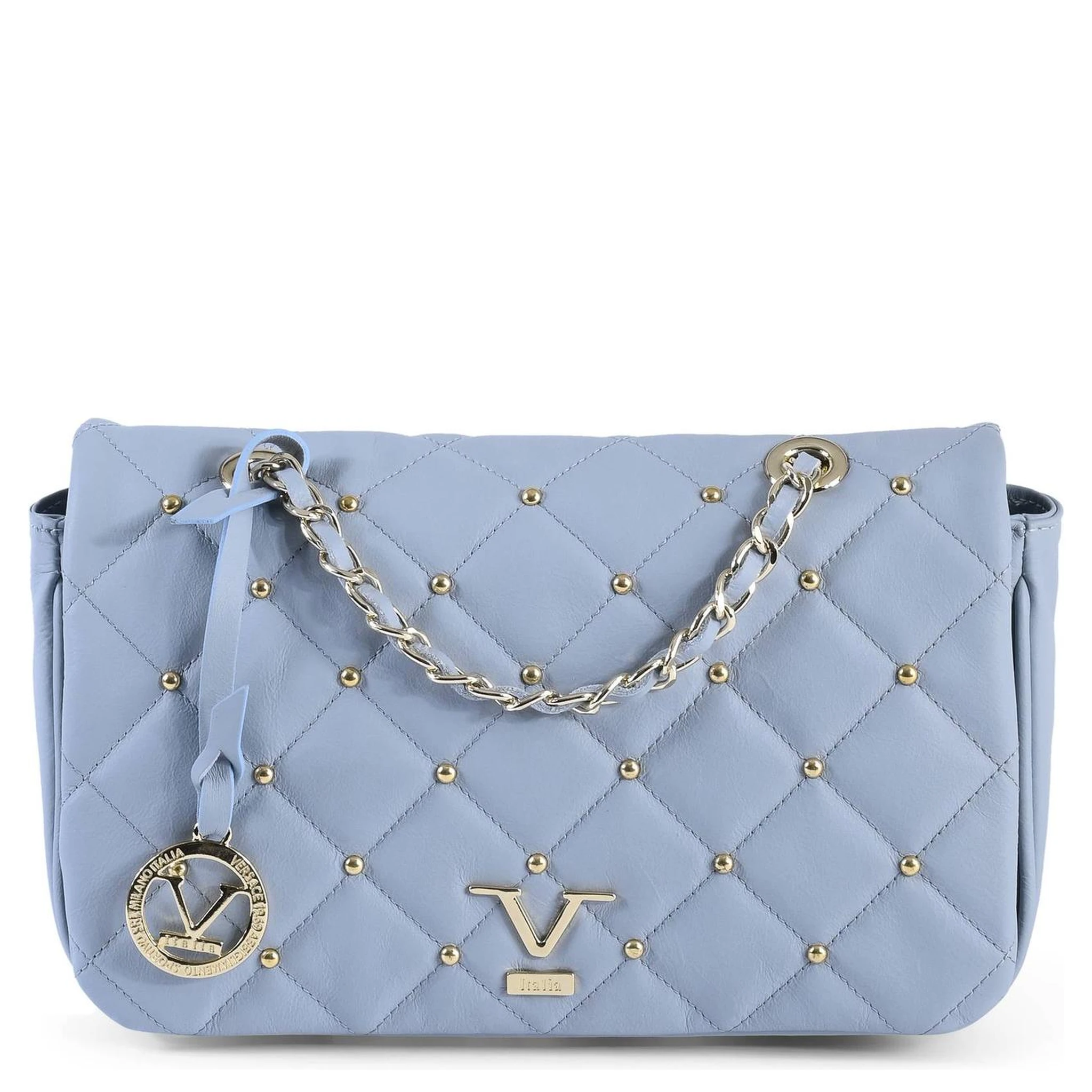 Blue Leather Shoulder Bag
