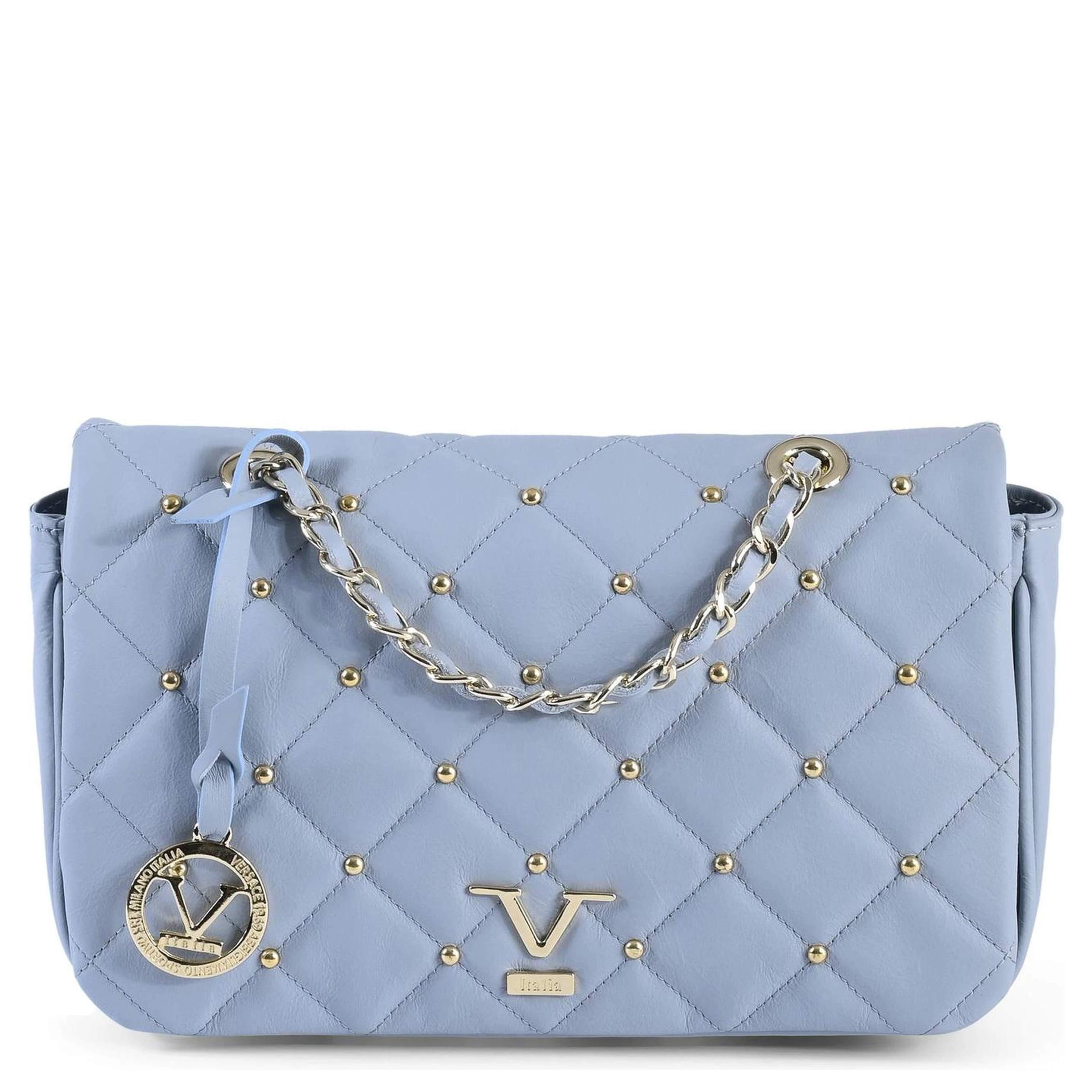 Blue Leather Shoulder Bag