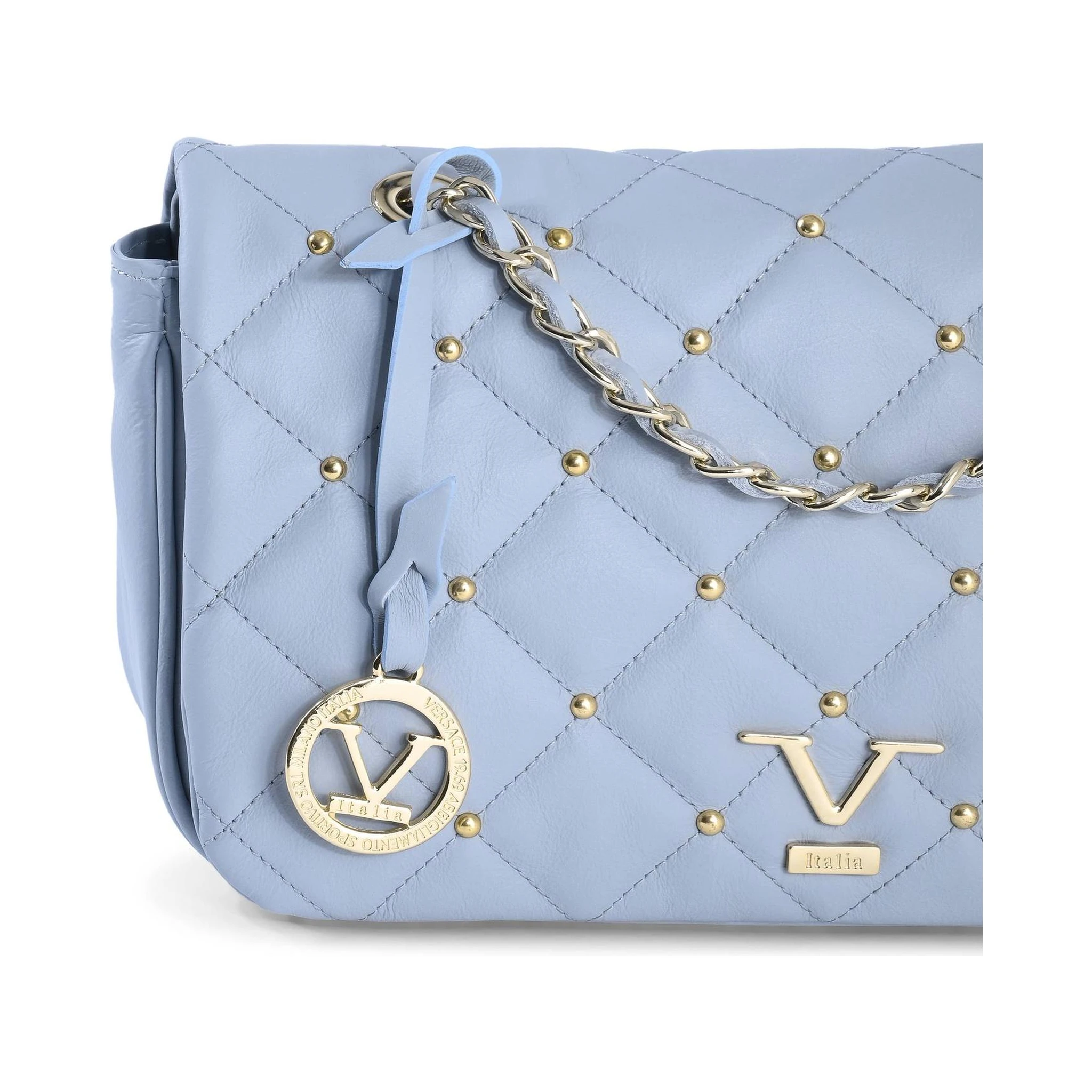 Blue Leather Shoulder Bag