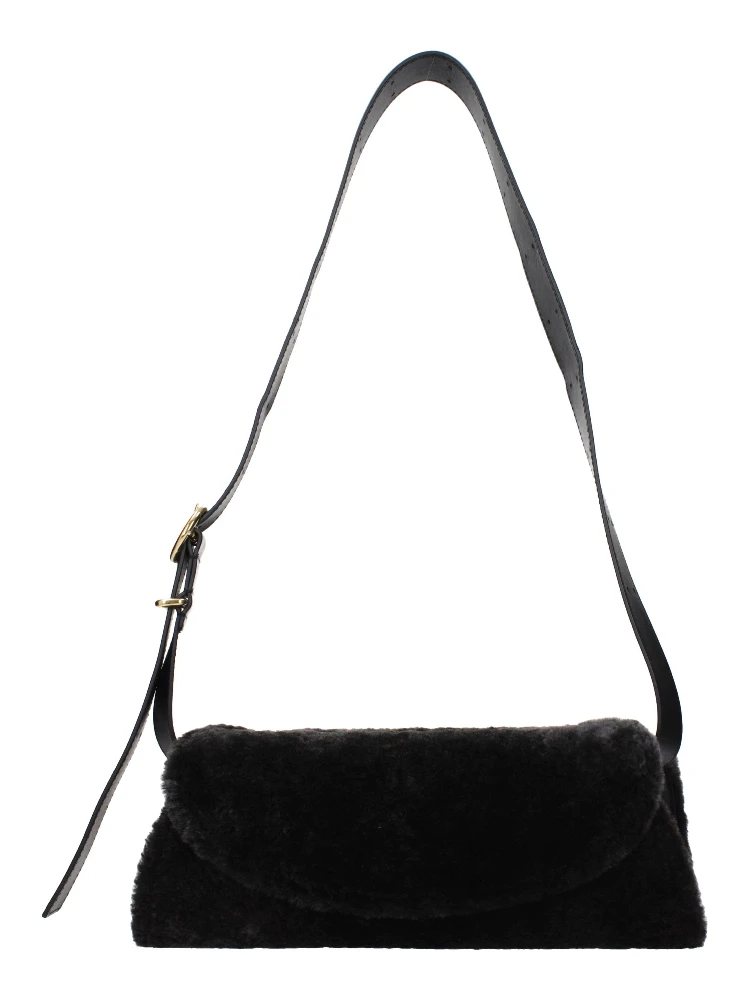 Black Fur Crossbody Bag