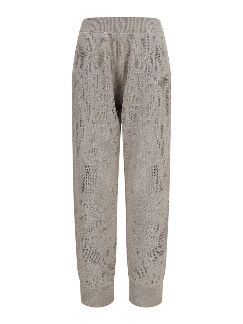 Beige Linen Casual Pants