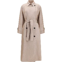 Multicolor Linen Trench Coat