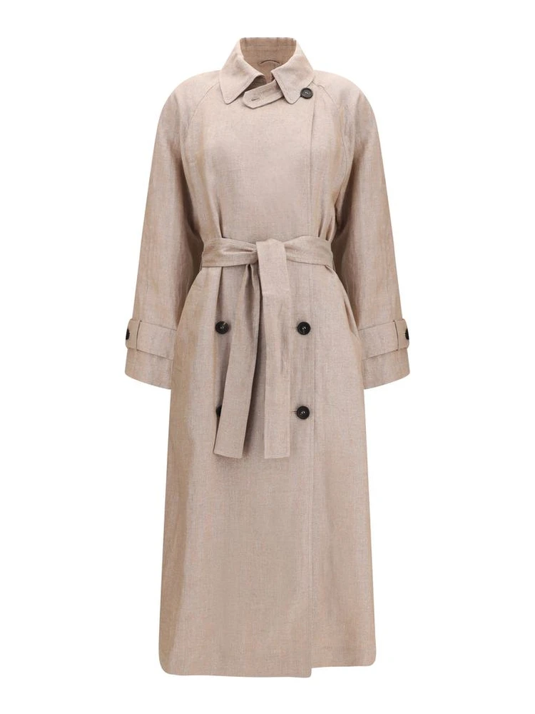 Multicolor Linen Trench Coat