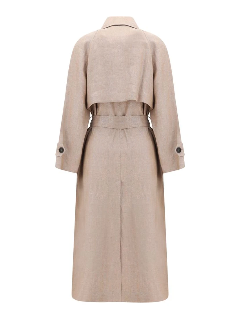 Multicolor Linen Trench Coat