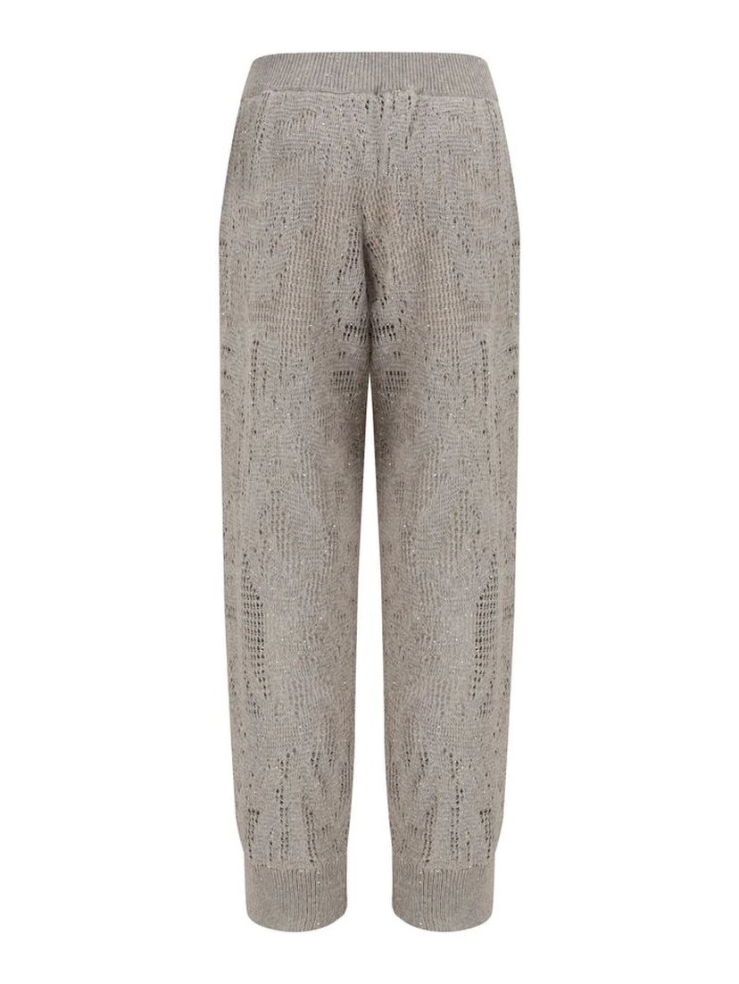 Beige Linen Casual Pants