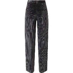 Blue Viscose Casual Pants