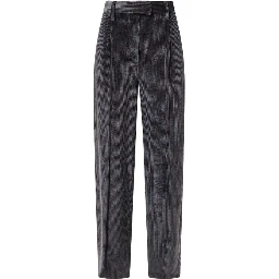 Blue Viscose Casual Pants