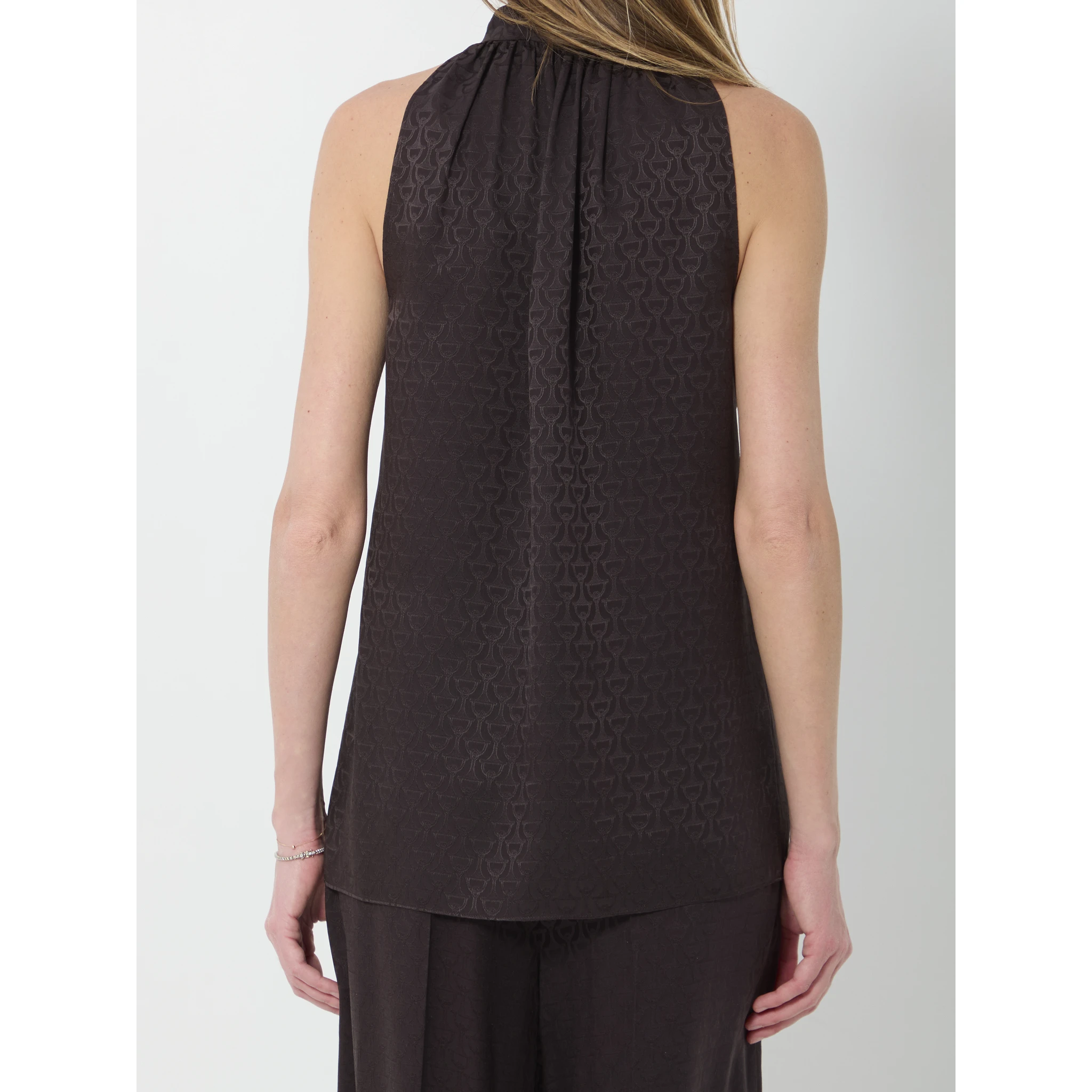 Silk jacquard top with Horsebit