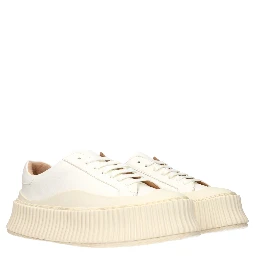 White Leather Platform Sneakers