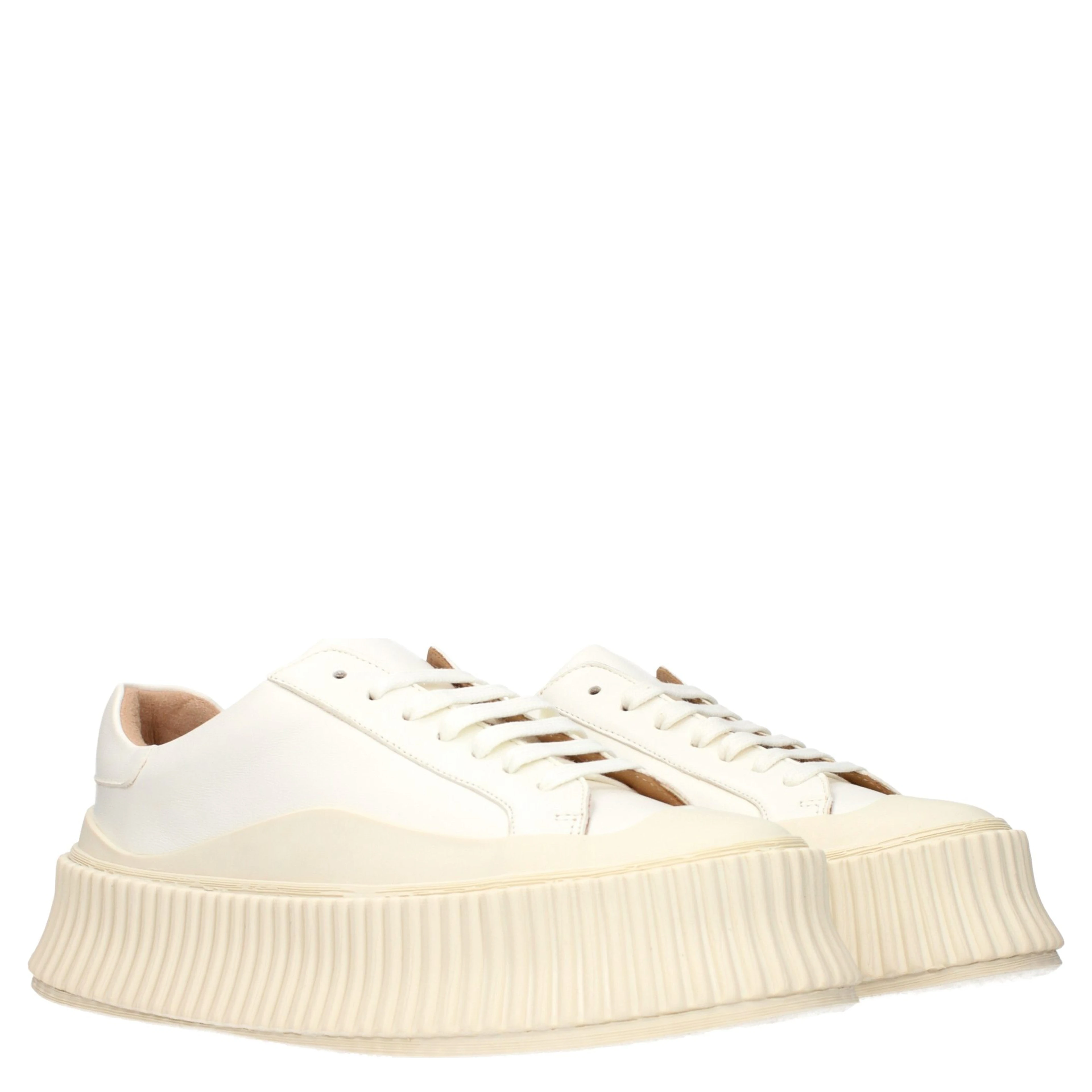 White Leather Platform Sneakers