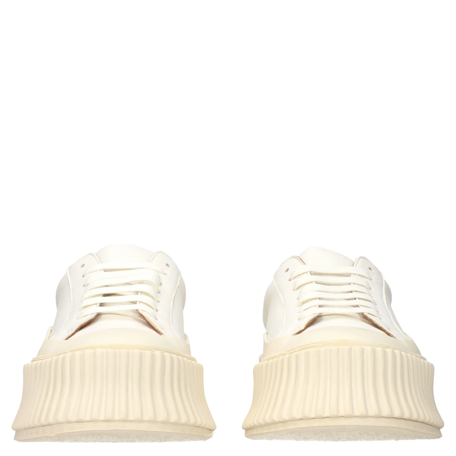 White Leather Platform Sneakers