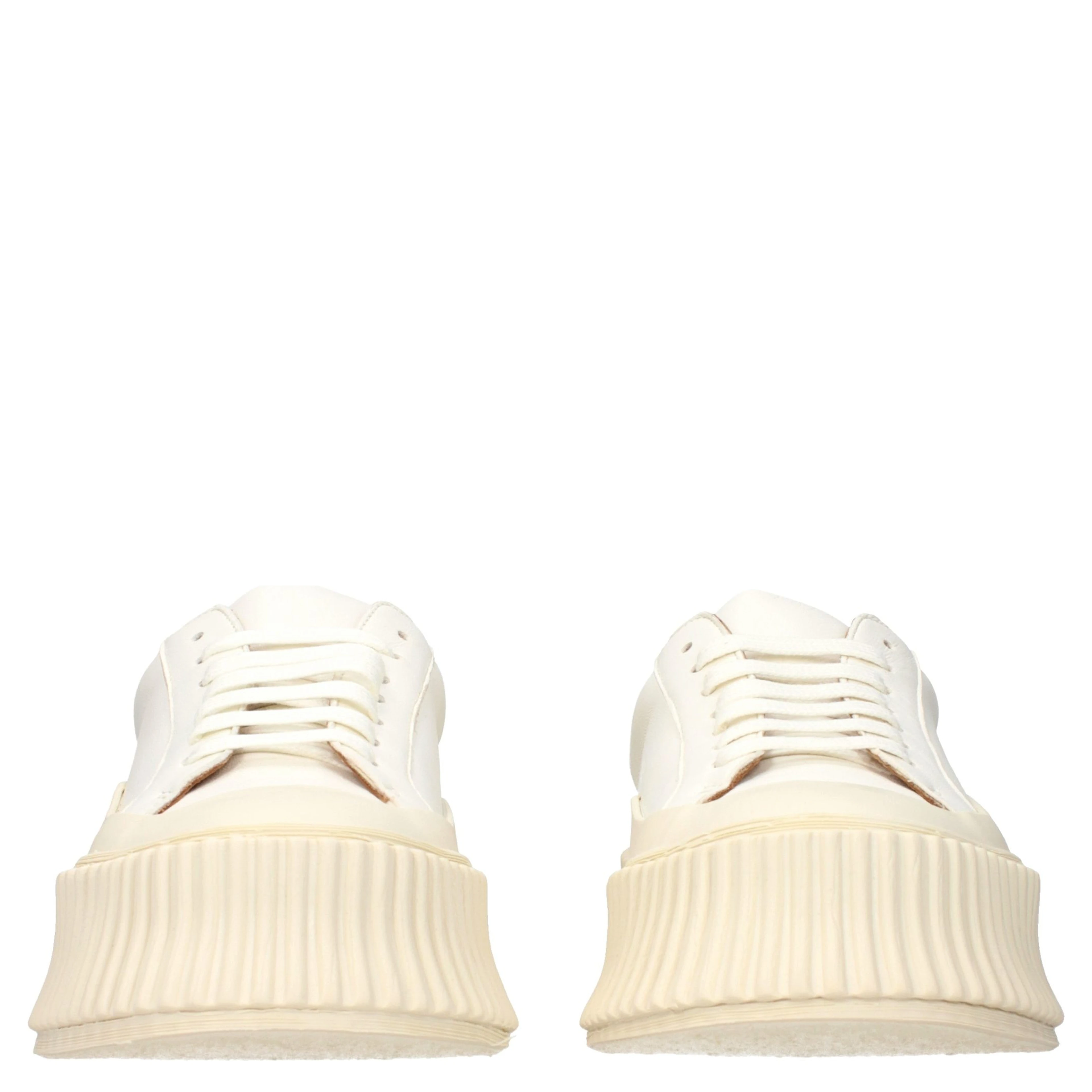 White Leather Platform Sneakers