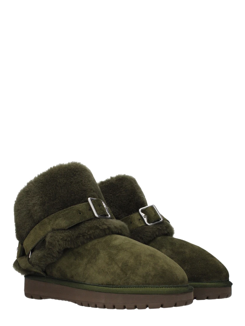 Green Leather Ankle Boots