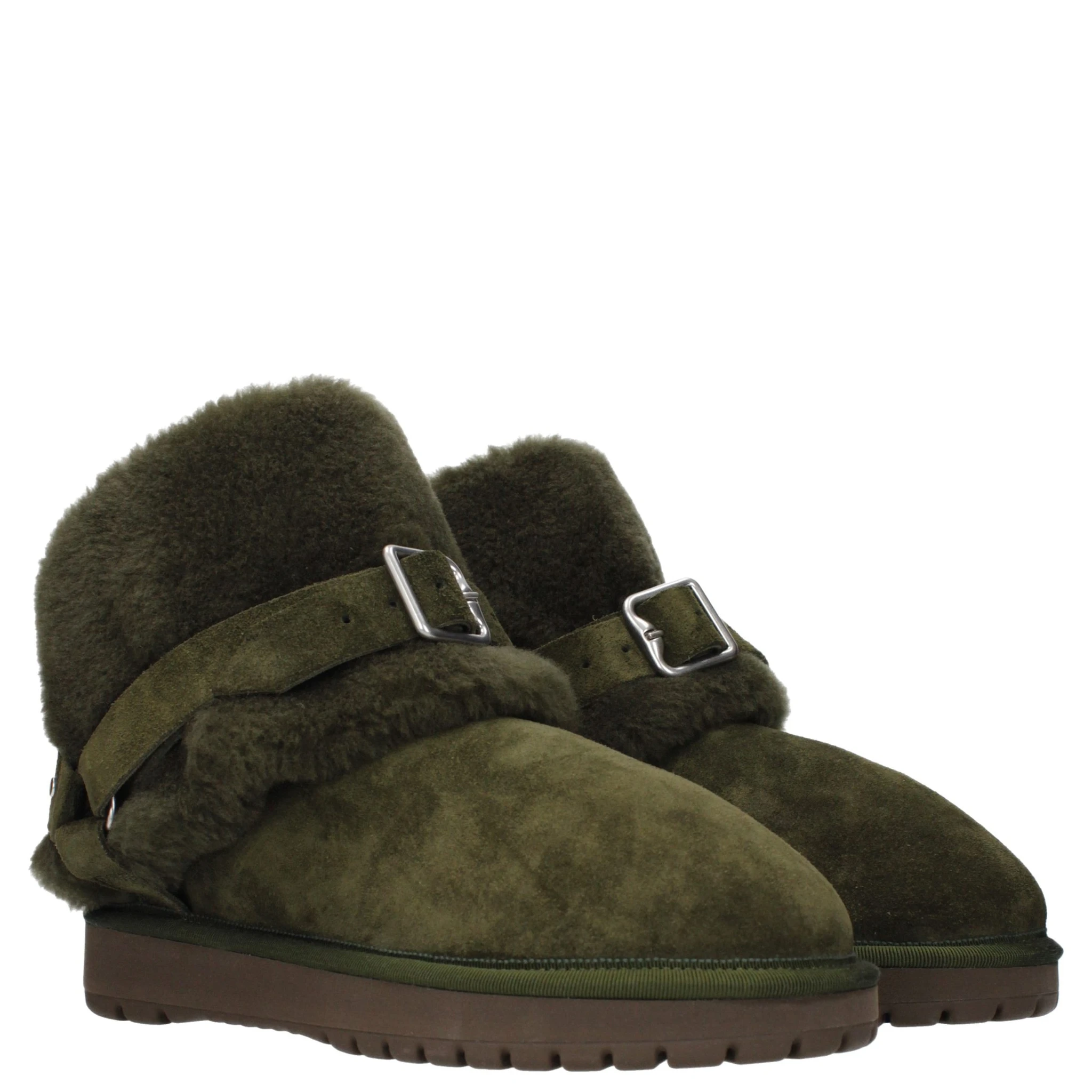 Green Leather Ankle Boots