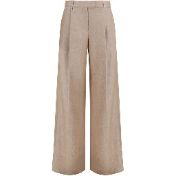Beige Linen Casual Pants