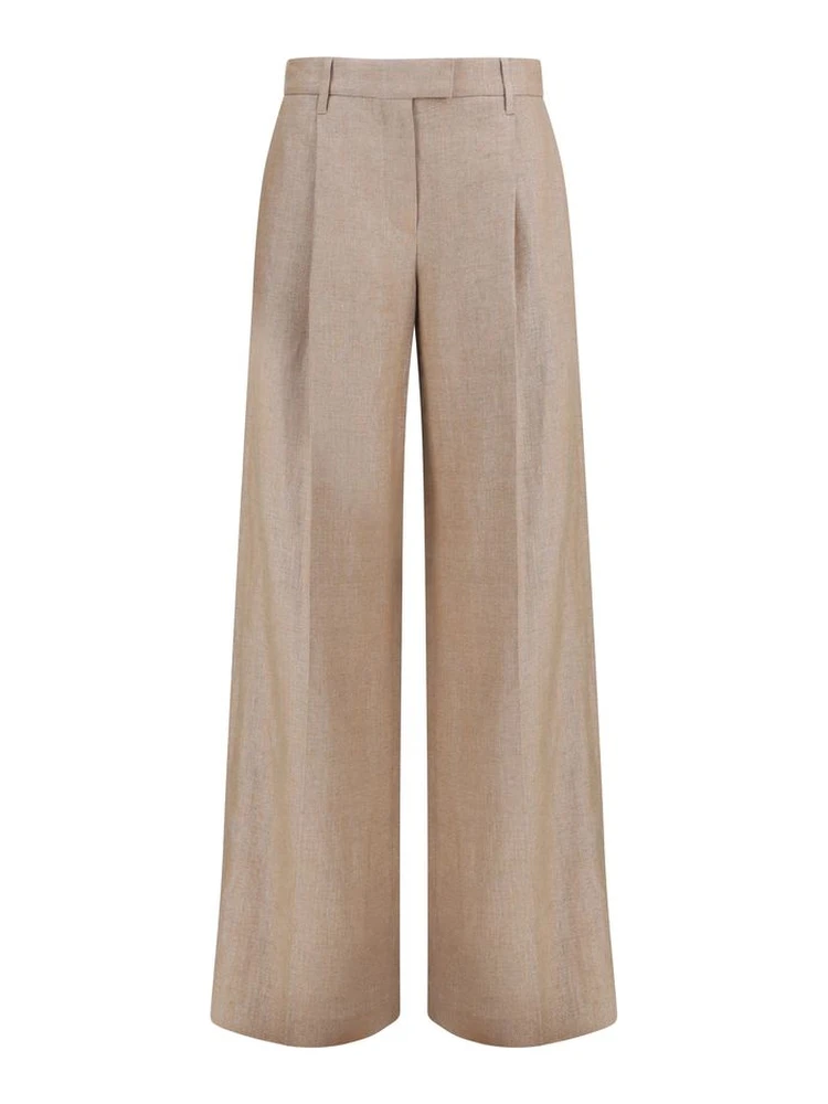 Beige Linen Casual Pants