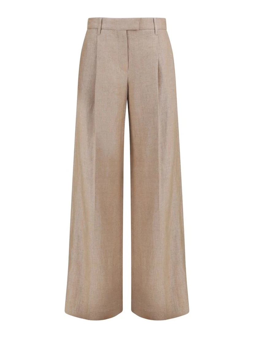 Beige Linen Casual Pants