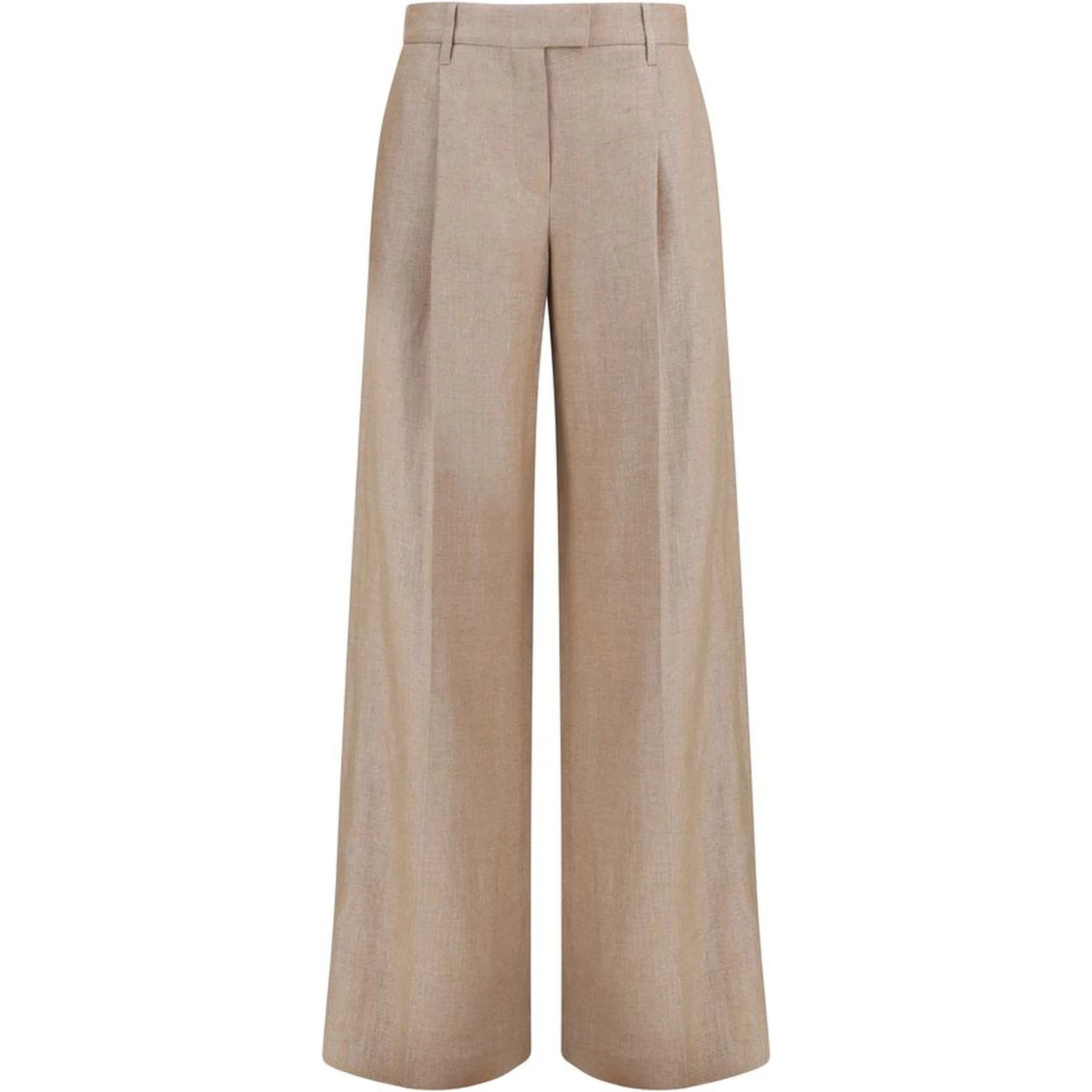 Beige Linen Casual Pants