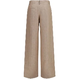 Beige Linen Casual Pants