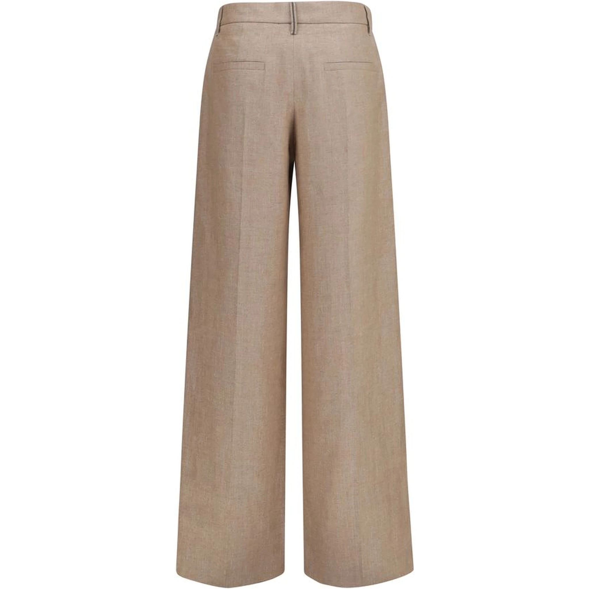 Beige Linen Casual Pants