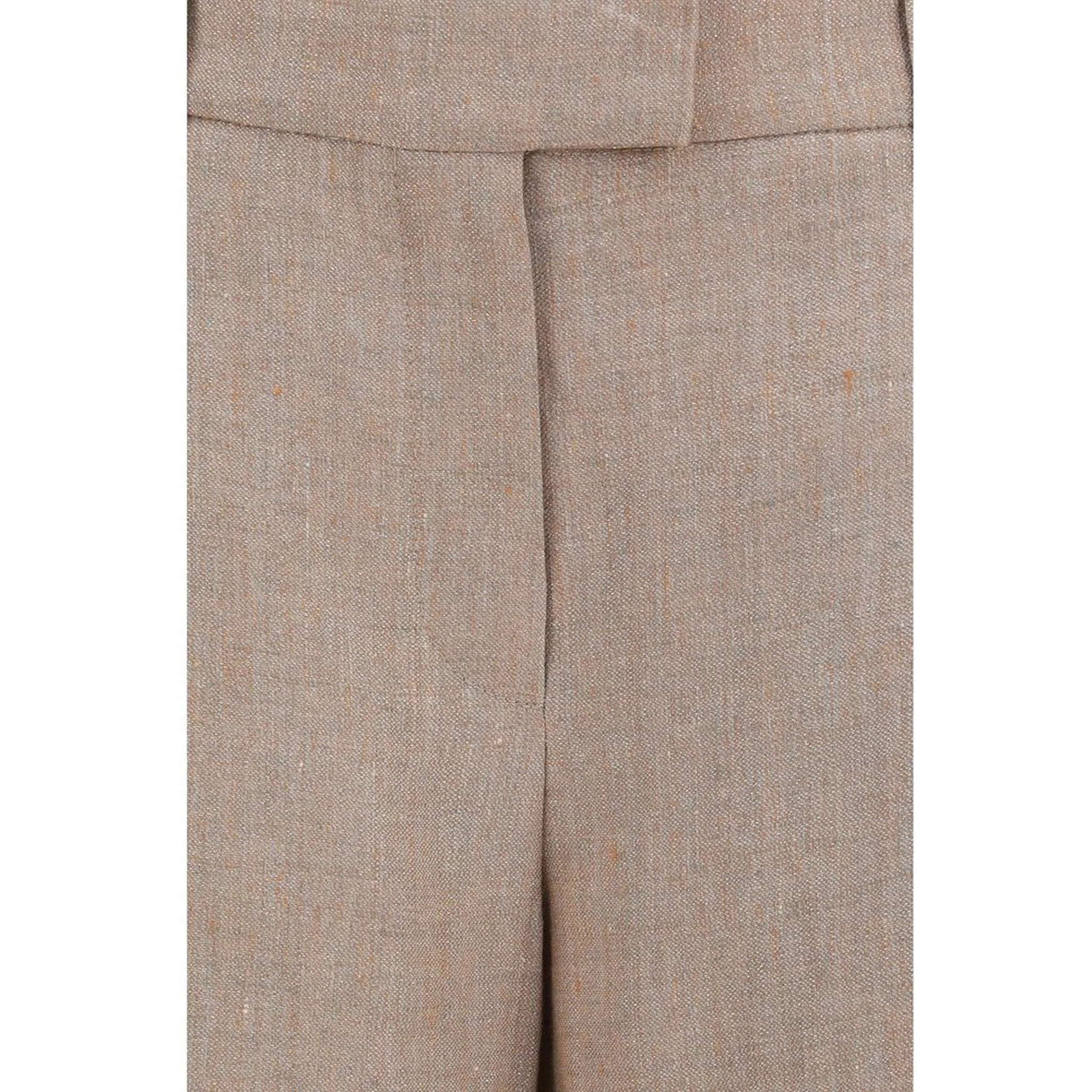 Beige Linen Casual Pants