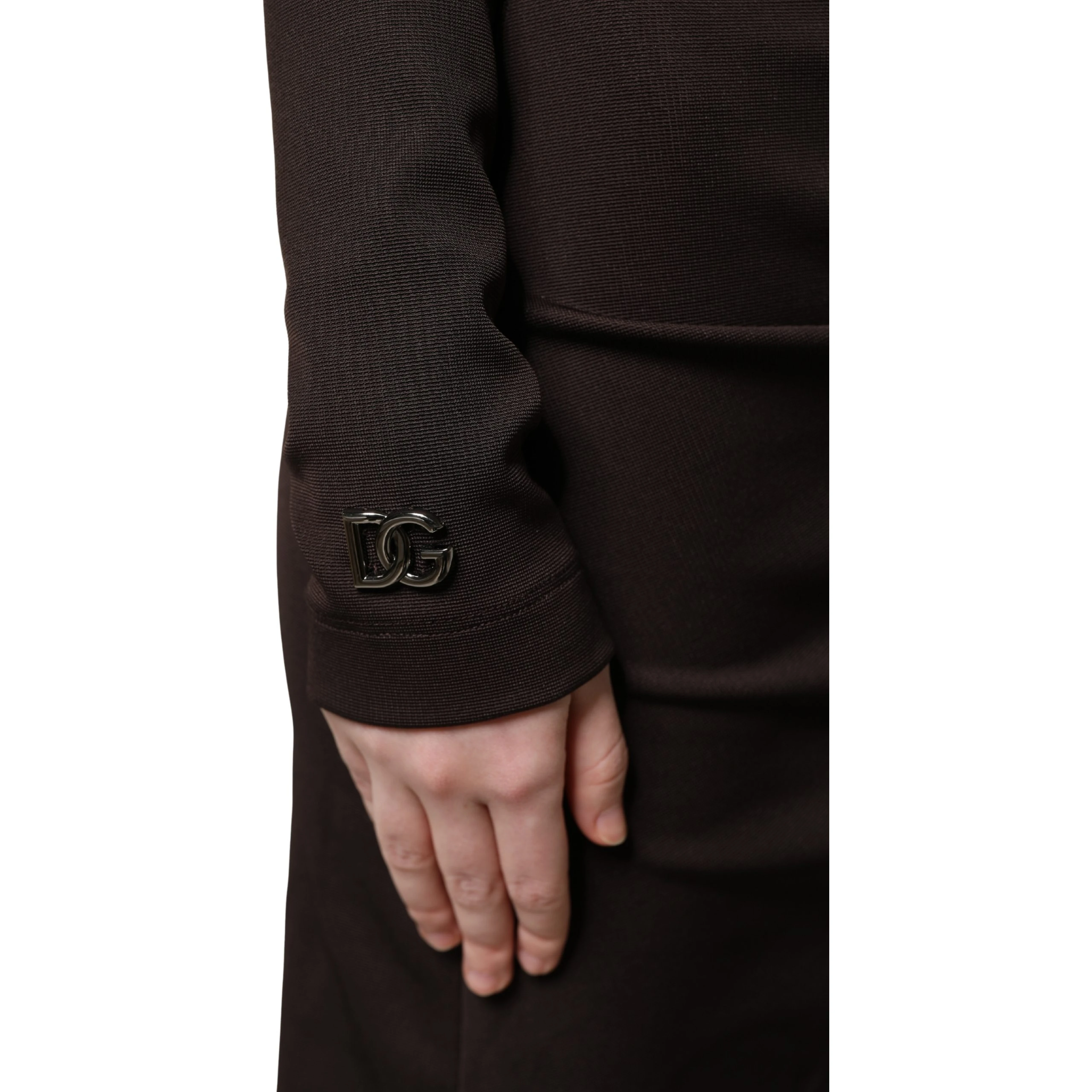 Brown Turtleneck Jersey Long Maxi Dress