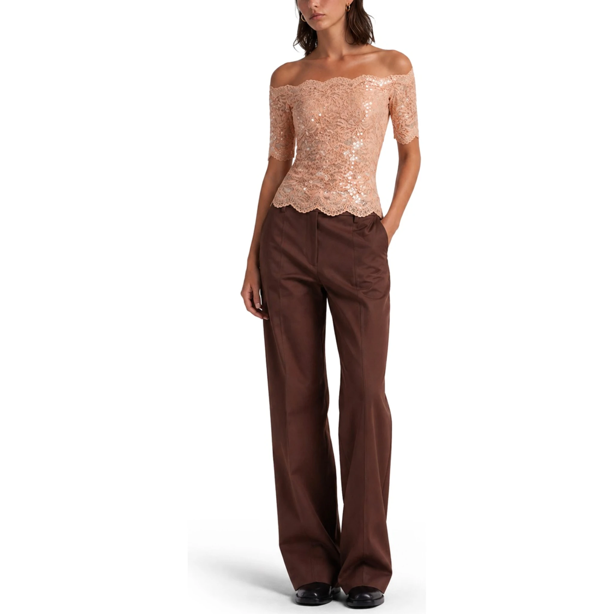 TOP IN PIZZO CON PAILLETTES