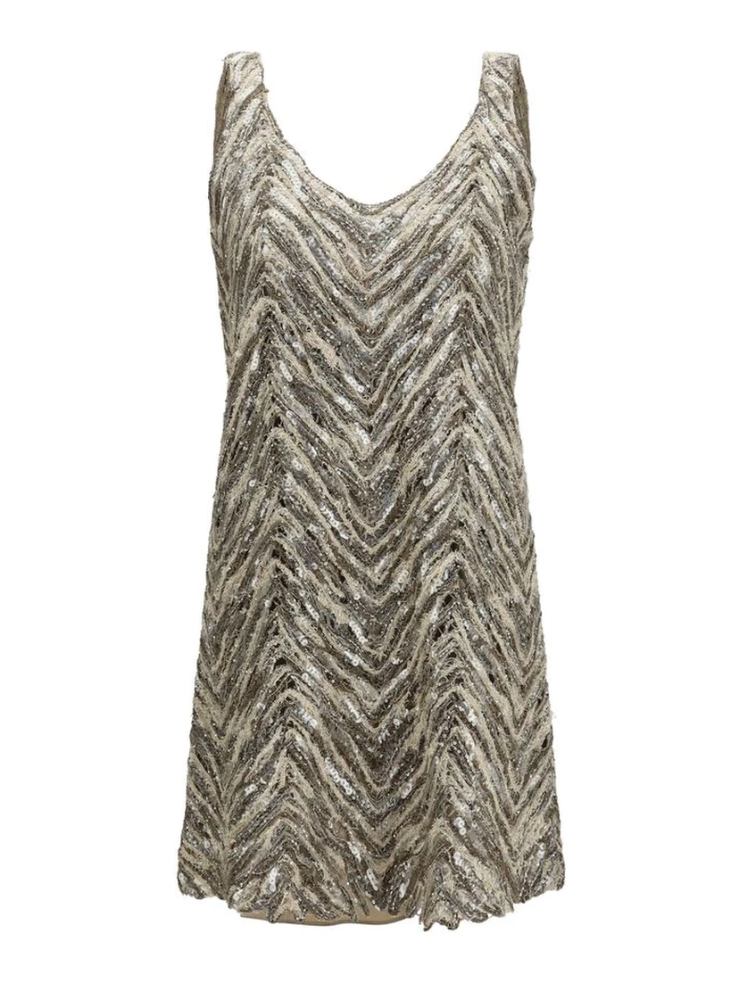 Beige Paper Cocktail Dress