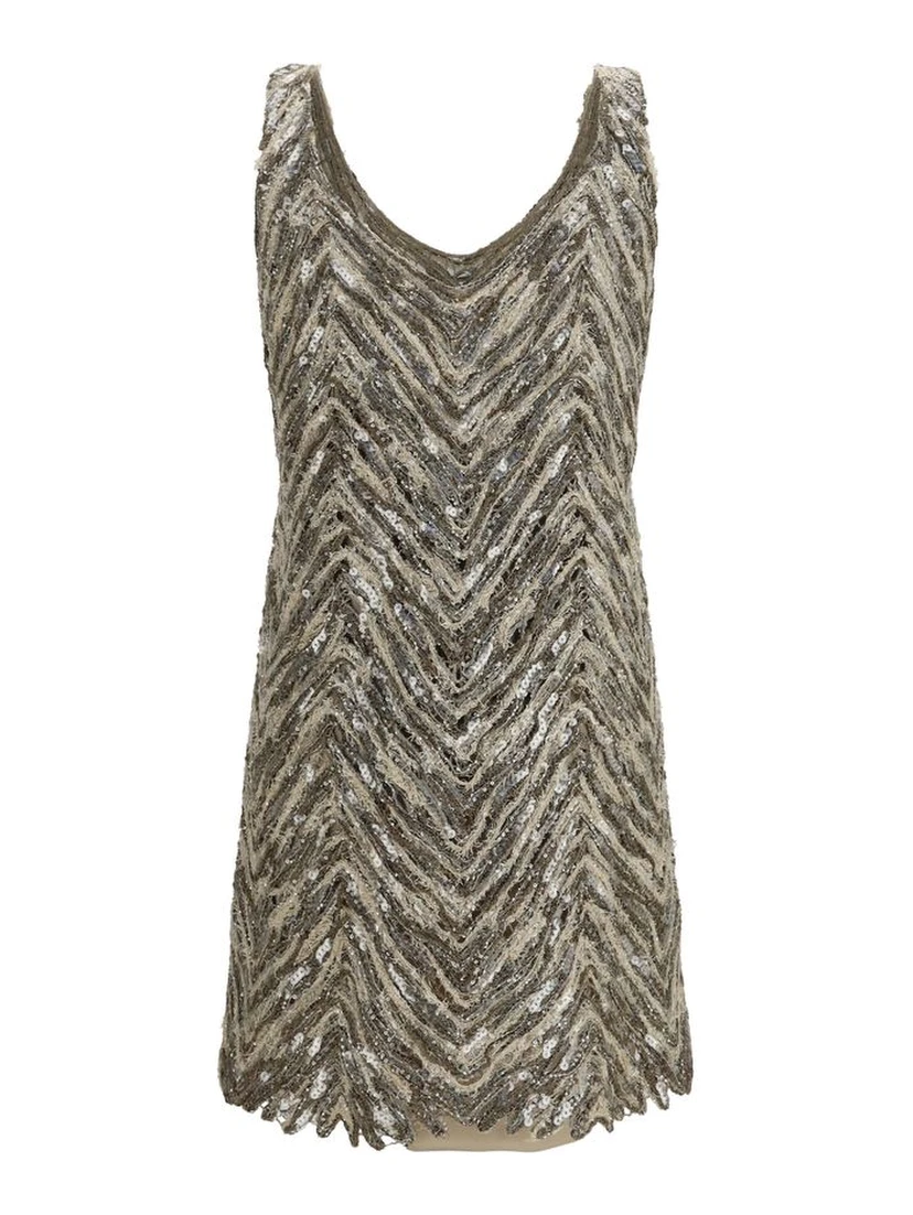 Beige Paper Cocktail Dress