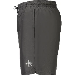 Black Polyester Men's Swimwear