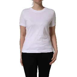 White Cotton Round Neck Short Sleeves T-Shirt