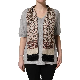 Gray Cotton V-neck Owl Silk Scarf Top T-shirt