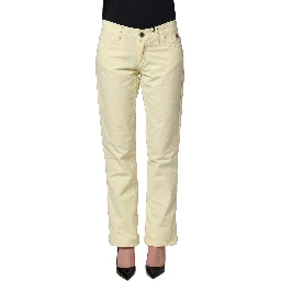 Yellow Cotton Straight Casual Denim Trouser Jeans