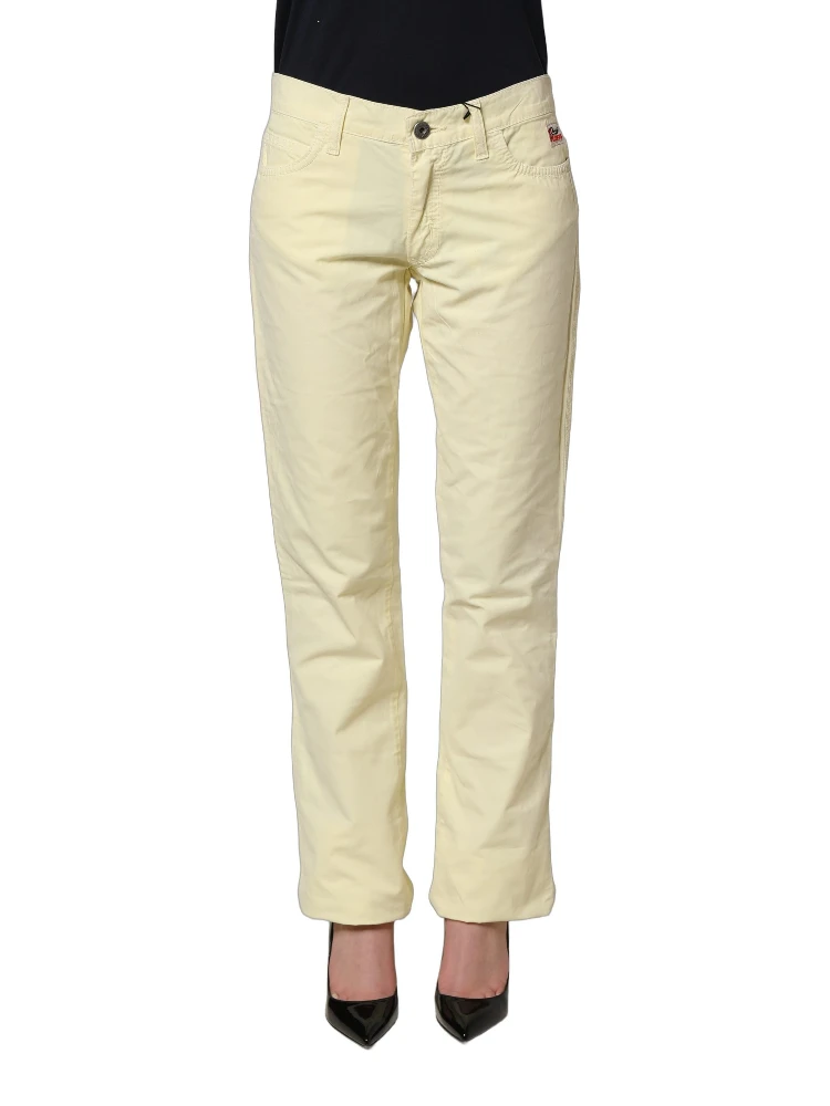 Yellow Cotton Straight Casual Denim Trouser Jeans