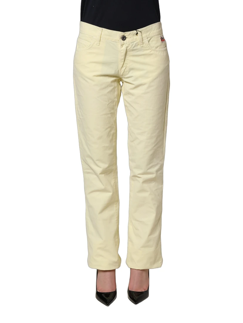 Yellow Cotton Straight Casual Denim Trouser Jeans