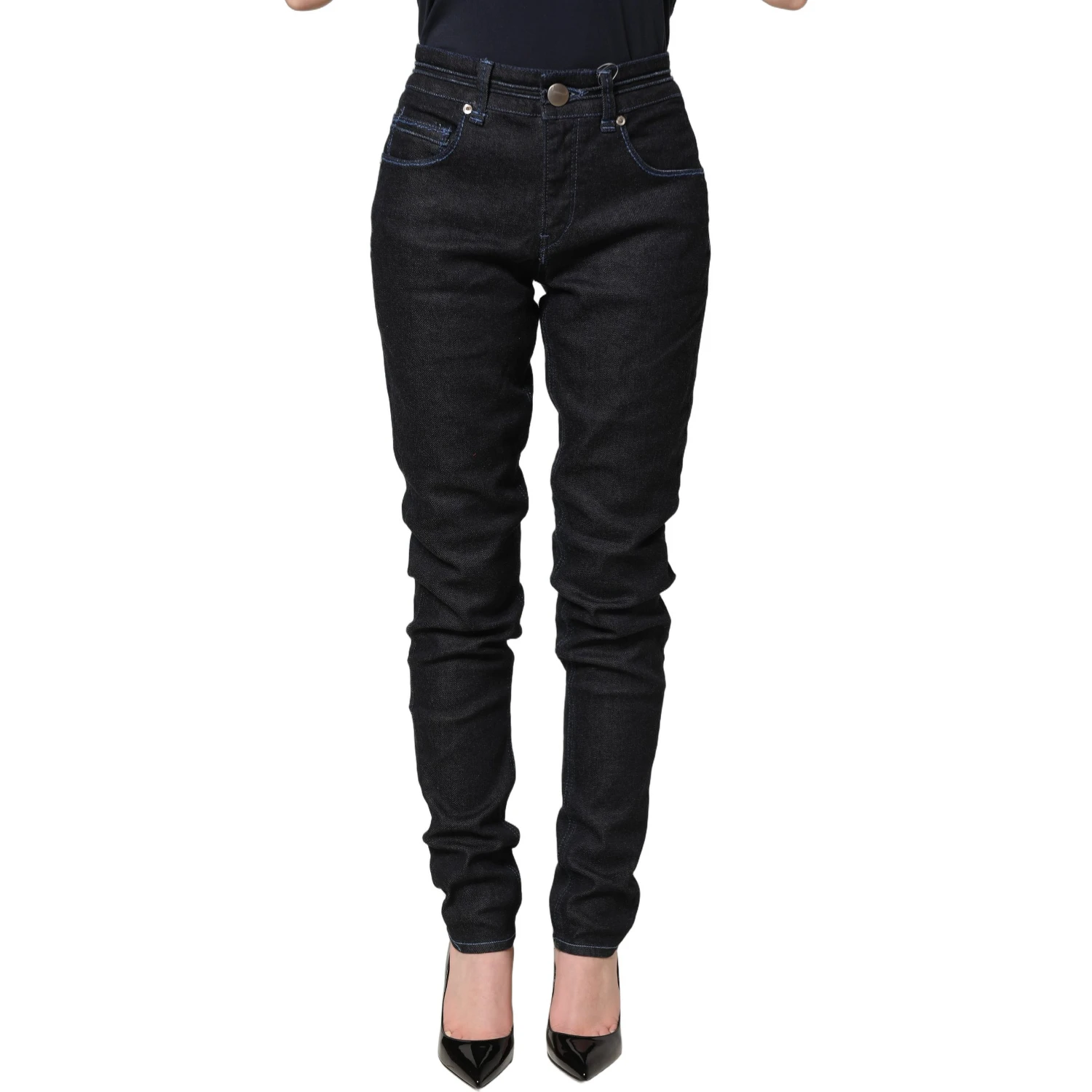 Black Cotton Stretch HighWaist Skinny Denim Trouser Jeans