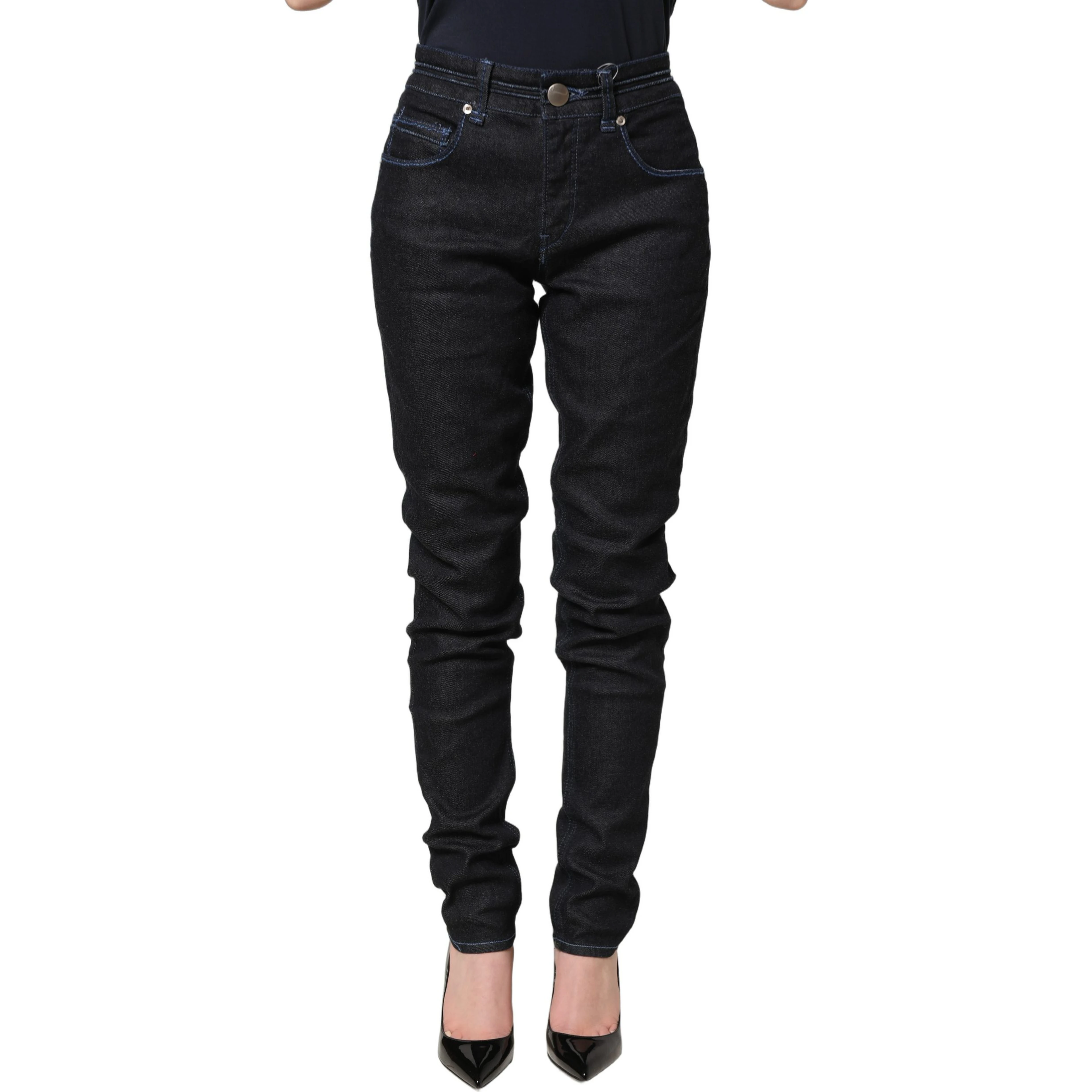 Black Cotton Stretch HighWaist Skinny Denim Trouser Jeans