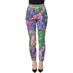 Multicolor Floral Stretch Jersey Leggings Pants