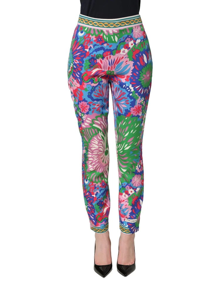 Multicolor Floral Stretch Jersey Leggings Pants alternative