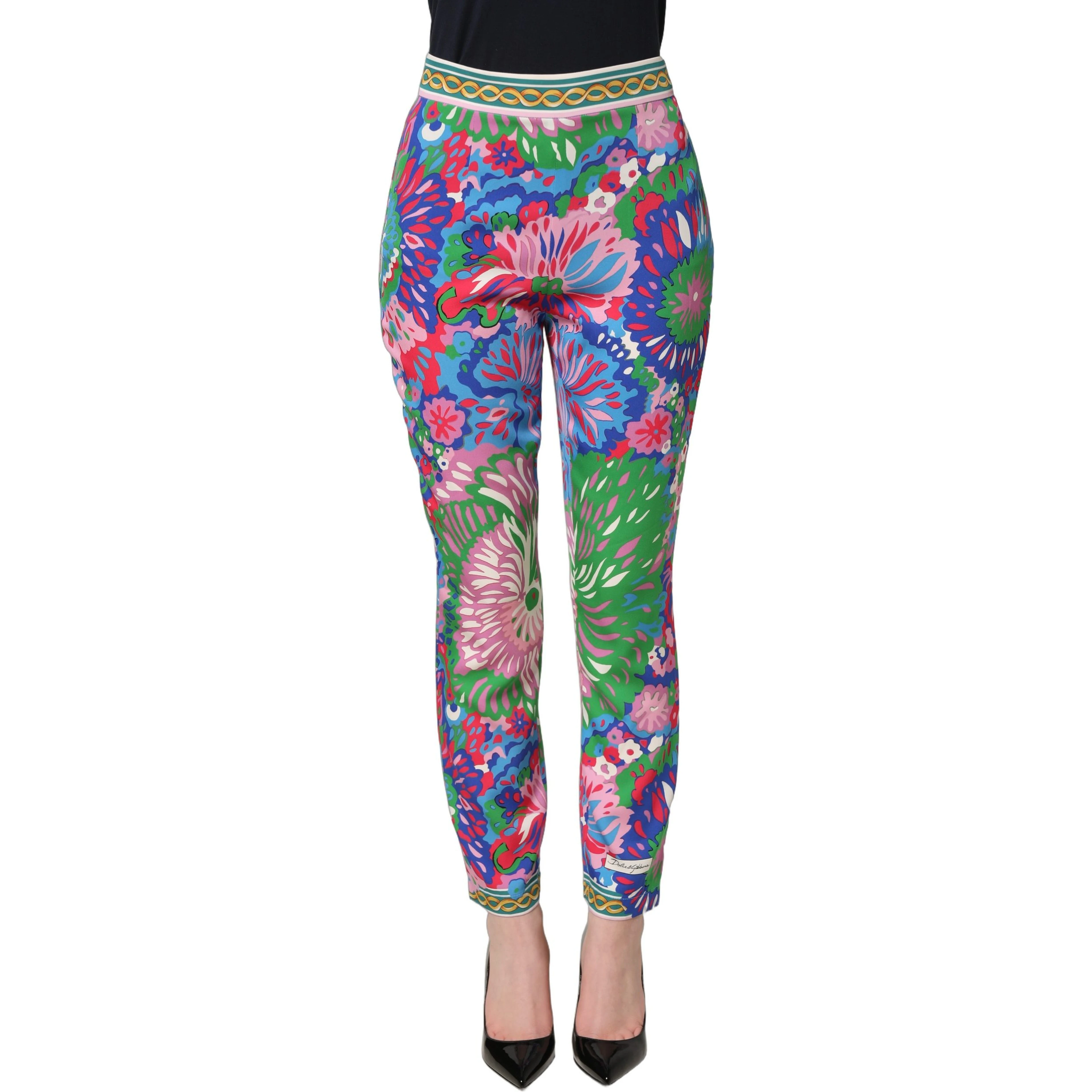 Multicolor Floral Stretch Jersey Leggings Pants