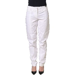 White Mid Waist Tapered Formal Trousers Pants