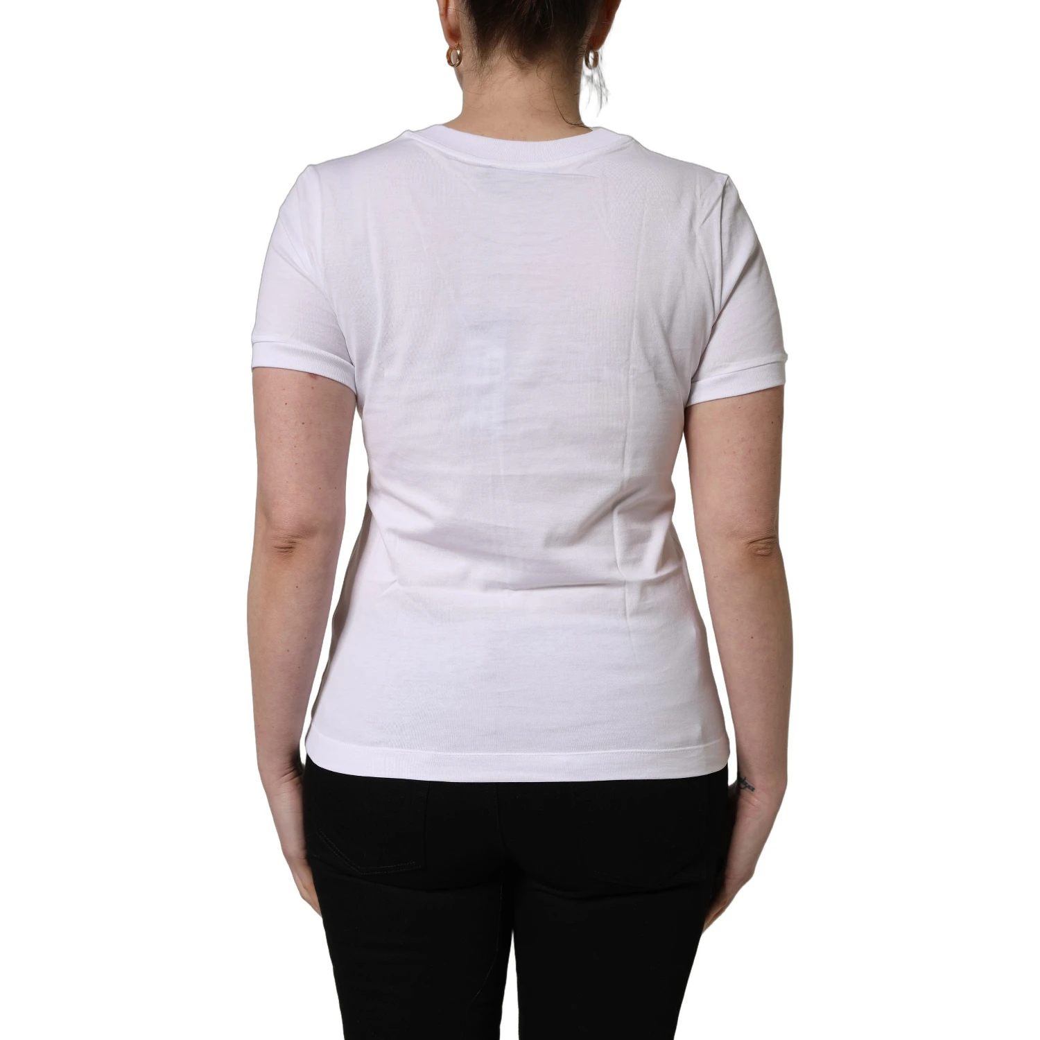 White Cotton Round Neck Short Sleeves T-Shirt