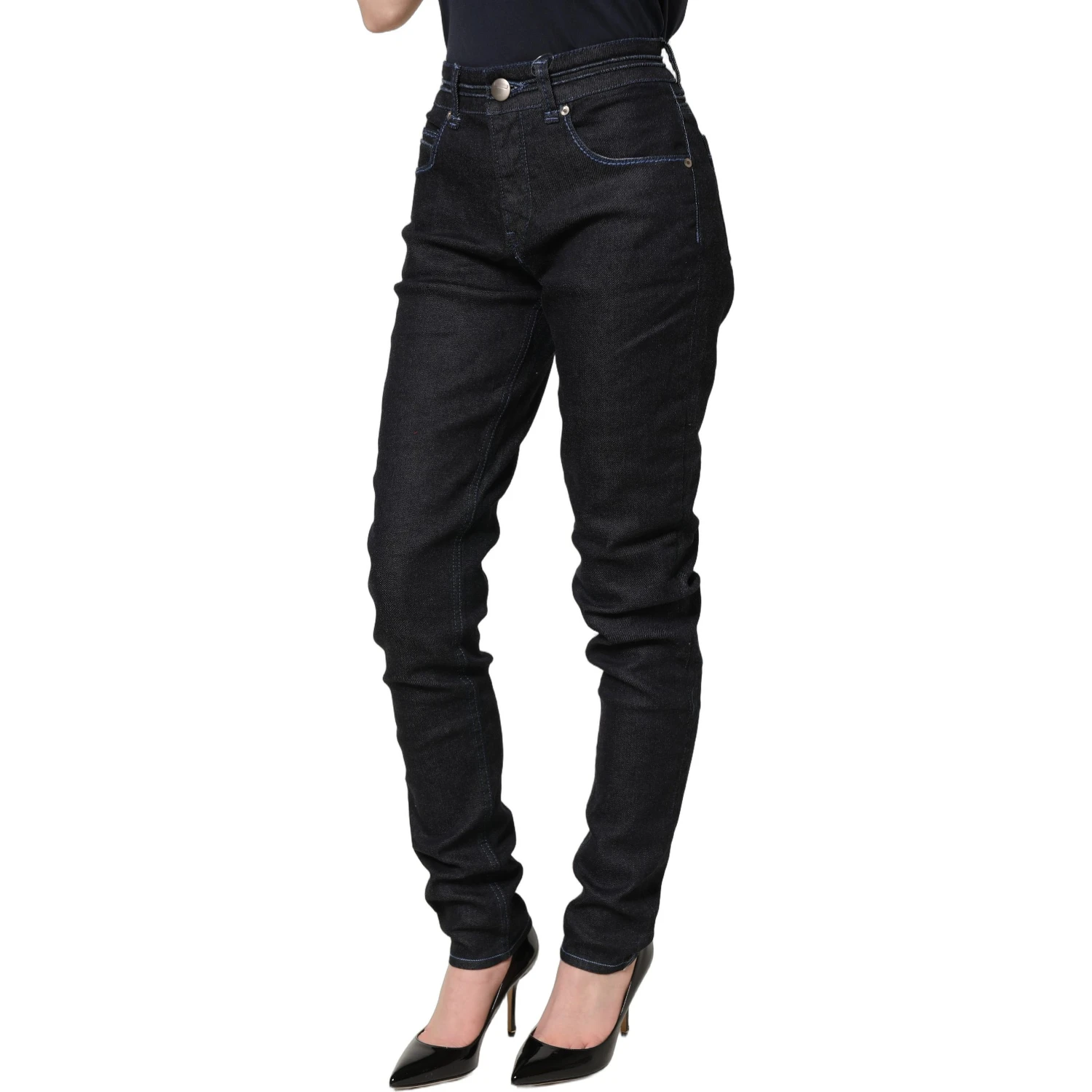 Black Cotton Stretch HighWaist Skinny Denim Trouser Jeans