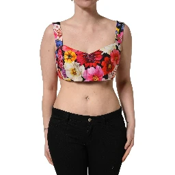 Multicolor Floral Cropped Bustier Tank Top